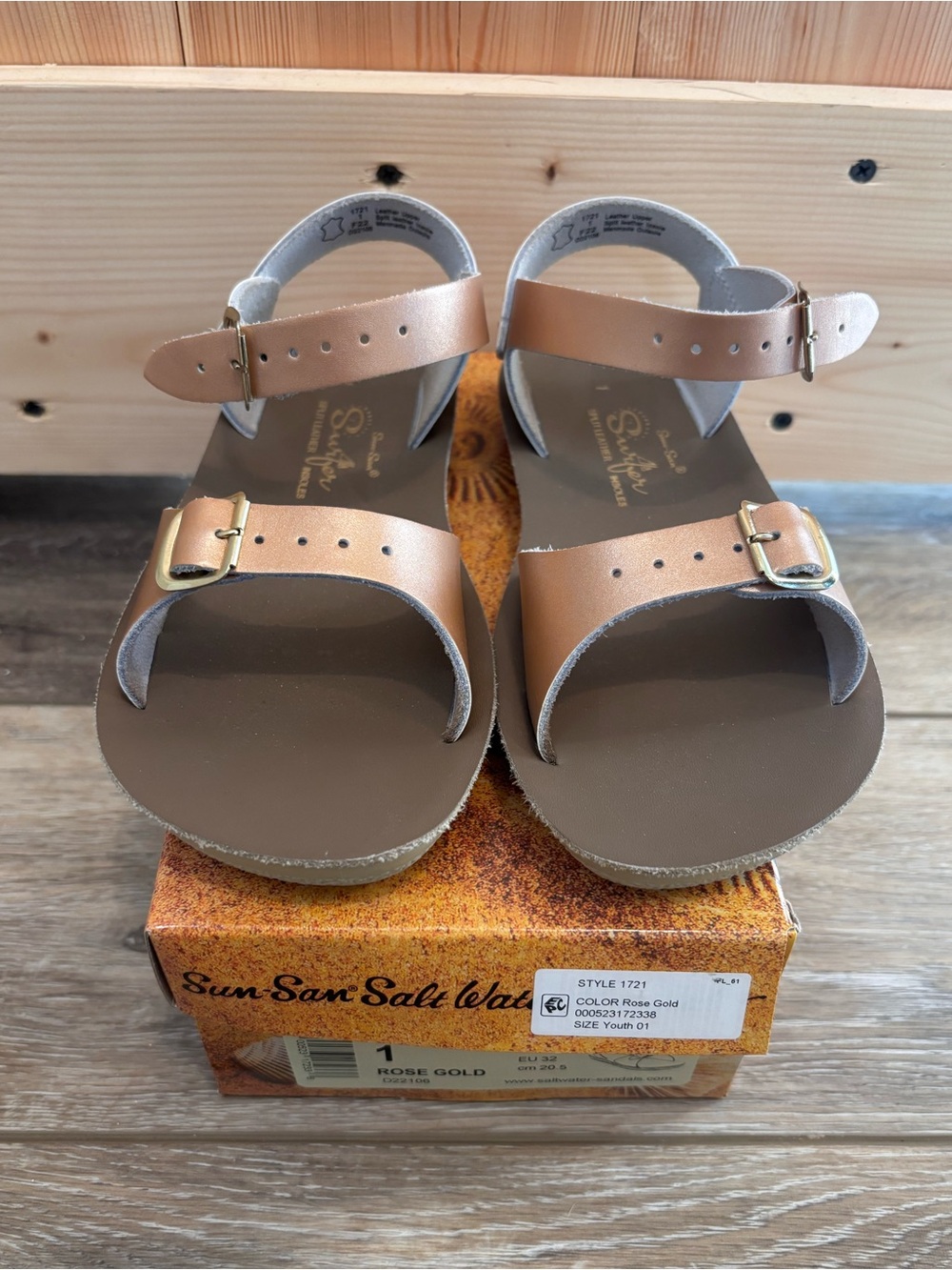 Sun-San Kids Adjustable Rose Gold Leather Sandals
